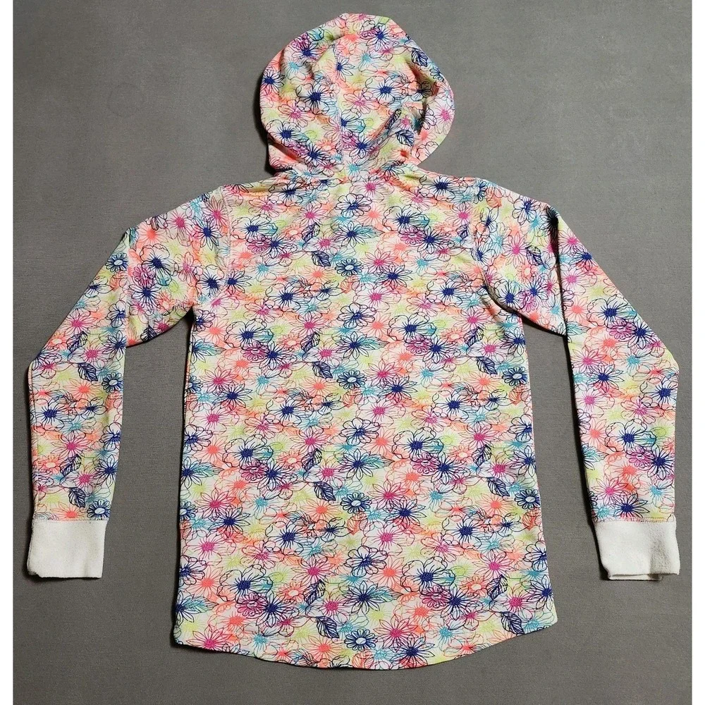Nike Girls Full Zip Hoodie Sweatshirt L Neon Floral Print